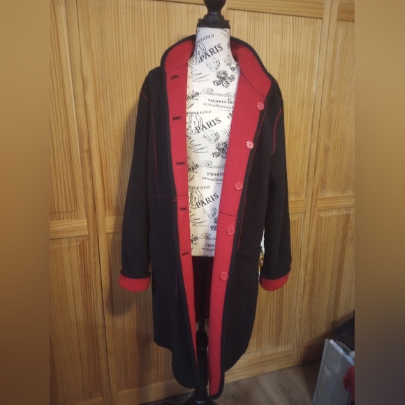 Susan Graver Weekend Fleece Jacket Red /Black/XL Reversible - Picture 8 of 13